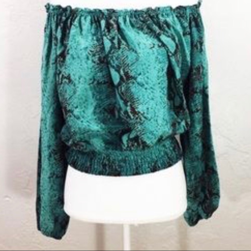 Silk snakeskin Print off the shoulder Blouse